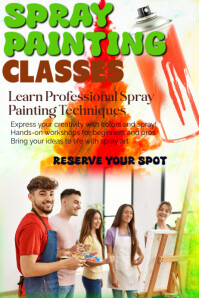 White Illustrative Spray Painting Classes  Poster template