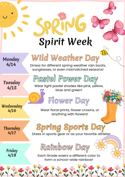 Copy of White Illustrative Spring Spirit Week A4 | PosterMyWall
