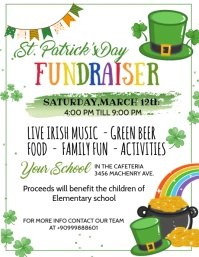 White Illustrative St Patrick's Day Fundraiser Flyer (us Letter) template