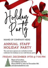 White Illustrative Staff Holiday Party Invitation A4 template