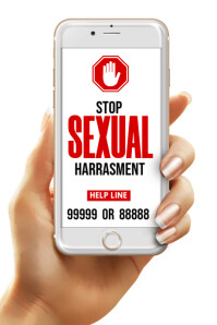 White Illustrative Stop Sexual Harrasment Poster template