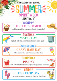 White Illustrative Summer Spirit Week A4 template