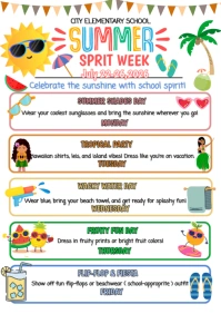 White Illustrative Summer Spirit Week A4 template