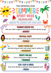 White Illustrative Summer Spirit Week A4 template