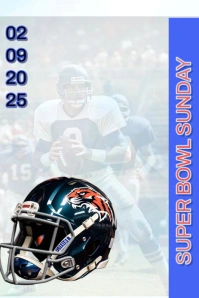 White Illustrative Super Bowl Sunday Pinterest Graphic template