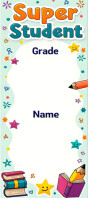 White Illustrative Super Student Bookmark Rack Card template