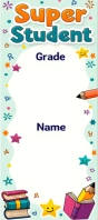 White Illustrative Super Student Bookmark Rack Card Scheda identificativa template