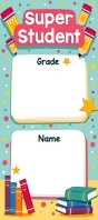White Illustrative Super Student Bookmark Rack Card Scheda identificativa template