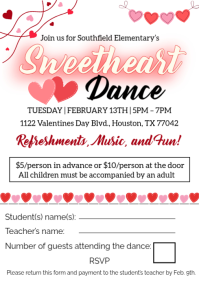 White Illustrative Sweetheart Dance Flyer A4 template