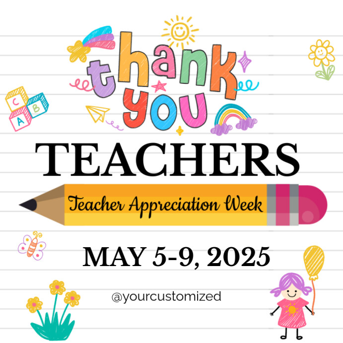 White Illustrative Teacher Appreciation Week Instagram Post template