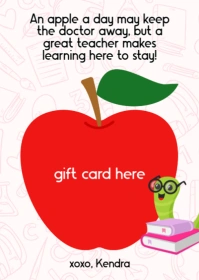 White Illustrative Teacher Gift Card Holder A6 template