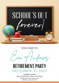 White Illustrative Teacher Retirement A4 template