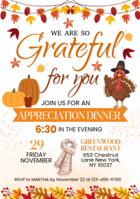 Blanc Thanksgiving Appreciation Dinner A4 Template