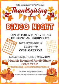 White Thanksgiving Bingo Night A4 Template