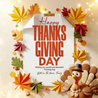 White Illustrative Thanksgiving Day Square (1:1) template