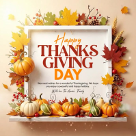 White Illustrative Thanksgiving Day Square (1:1) template