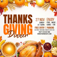 White Illustrative Thanksgiving Dinner Party Invite Instagram Post Wpis na Instagrama template
