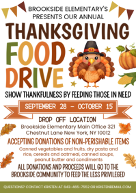 White Illustrative Thanksgiving Food Drive A4 template