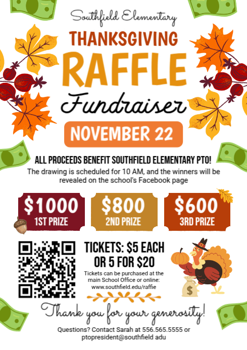 White Illustrative Thanksgiving Raffle Fundraiser A4 Template ...