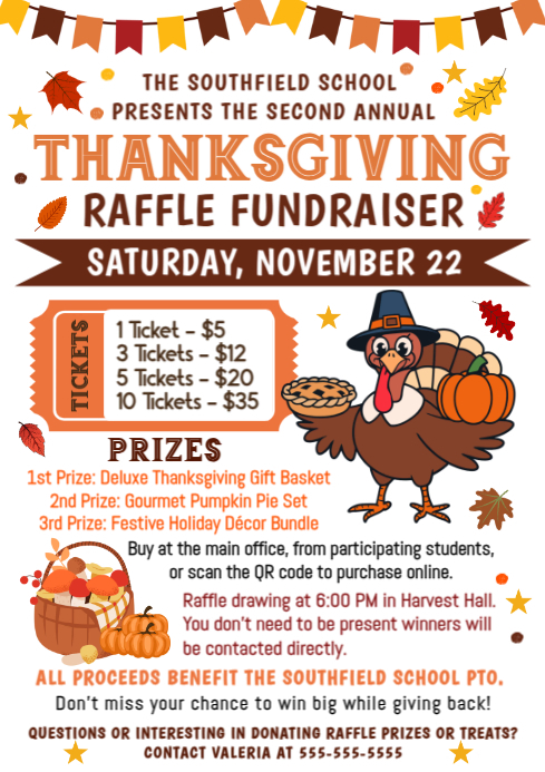 Copy of White Illustrative Thanksgiving Raffle Fundraiser A4 | PosterMyWall