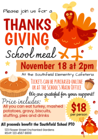 White Illustrative Thanksgiving School Meal A4 template