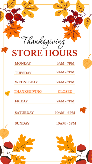 Store Hours Facebook Story Template | PosterMyWall