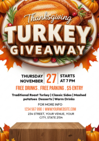 White Illustrative Thanksgiving Turkey Giveaway A5 template