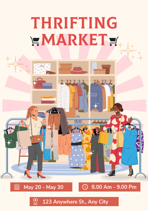 Copy of White Illustrative Thrift Shop Advertising A4 | PosterMyWall