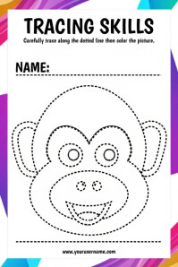 White Illustrative Tracing Worksheet For Kids Poster template