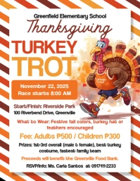 White Illustrative Turkey Trot Flyer Flyer (us Letter) template