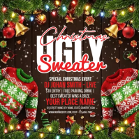 White Illustrative Ugly Sweater Party Instagram Post template