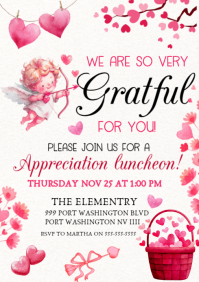 White Illustrative Valentine's Day Appreciation Luncheon A4 template