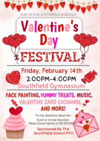 White Illustrative Valentine's  Day  Festival A6 template