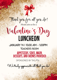White Illustrative Valentine's Day Luncheon A6 template
