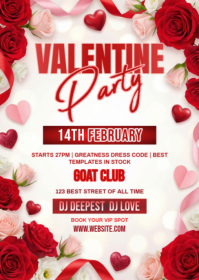 White Illustrative Valentine's Party A6 template