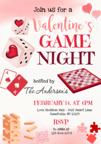 White Illustrative Valentine´s Game Night A4 template