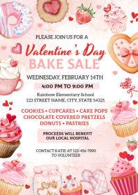 White Illustrative Valentine’s Day Bake Sale A4 template