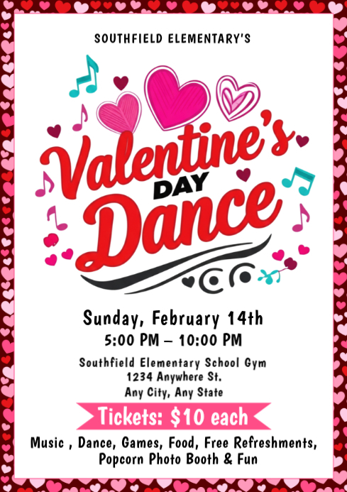Copy of White Illustrative Valentine's Day Dance Flyer A4 | PosterMyWall