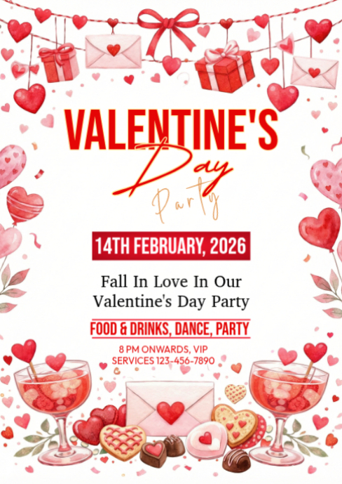 Copy of White Illustrative Valentine's Day Party | PosterMyWall