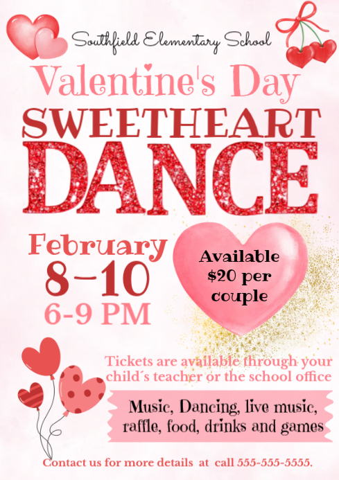 Copy of White Illustrative Valentine's Day Sweetheart Dance A4 ...