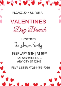 White Illustrative Valentine Day Brunch Invitation Template  A5