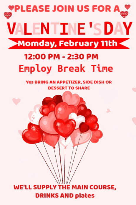 White Illustrative Valentine Potluck (1) Template | PosterMyWall