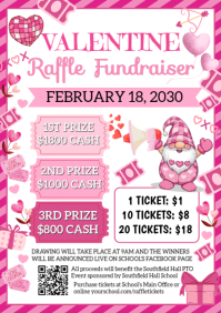 White Illustrative Valentine Raffle Fundraiser A4 template