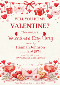 White Illustrative Valentines Day A4 template