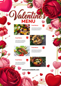 White Illustrative Valentines Menu A4 template