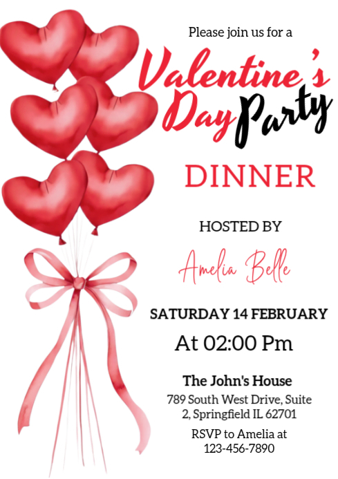 Plantilla de White Illustrative Valentines Party Invitation A4 ...