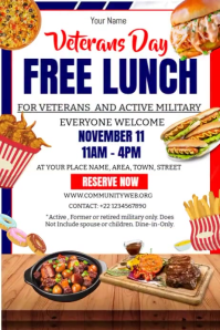 White Illustrative Veterans Day Lunch Invitation Poster template