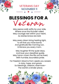 Blanc Veterans Day Blessings A4 Template