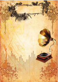 สีส้ม Vintage Music A4 Template