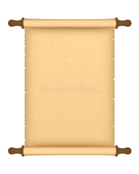 Wide Scroll White Illustrative Vintage Parchment Scroll With Wooden Rollers ...
